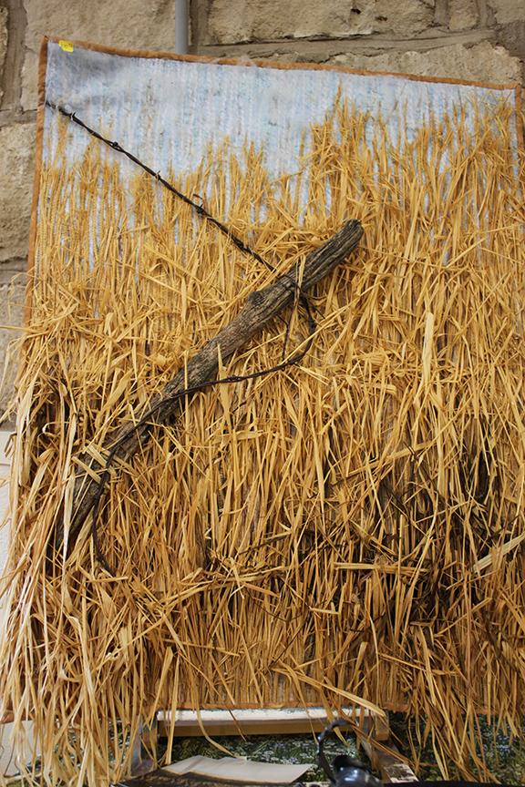 Bryan Grove fence post and straw